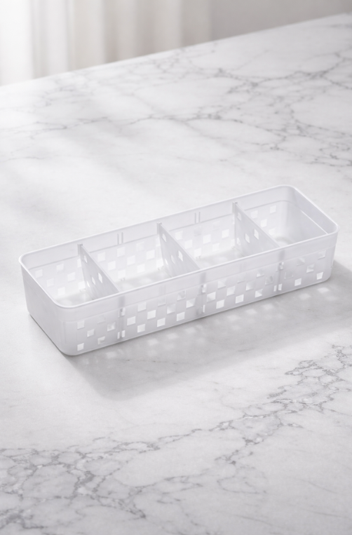 Cesto Organizador Longo Quadratta com 4 Divisórias 26cm