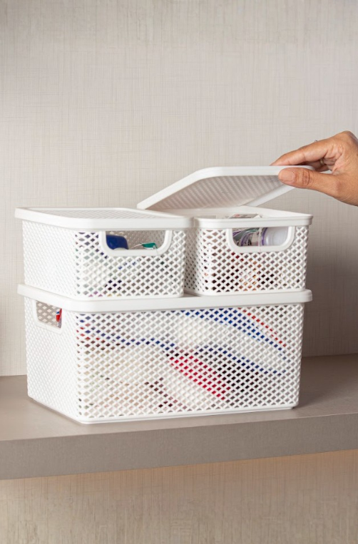 Cesto Organizador Branco Línea com Tampa