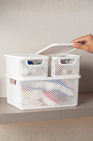 Cesto Organizador Branco Línea com Tampa