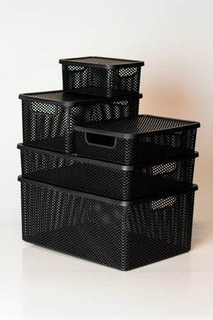 Cesto Organizador Línea com Tampa Preto