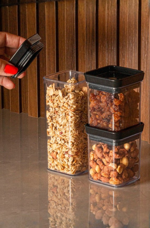 Mini Pote Hermético Lumini Black Quadrado 340 ml