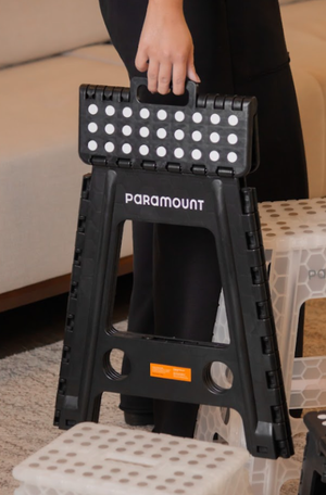 Banqueta Alta Dobrável Antiderrapante Preta