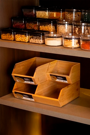 Organizador Empilhável de Bambu Duplo