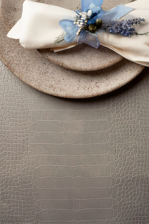 Jogo Americano Retangular Premium Croco Grey