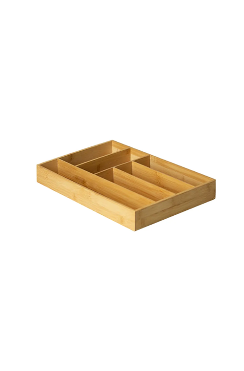 Porta Talher para Gaveta de Bambu com 6 Divisórias