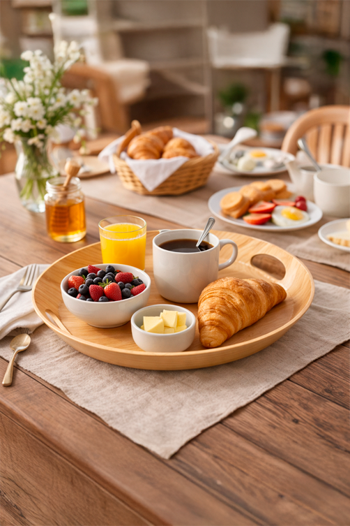 Bandeja Oval de Bambu com Alça