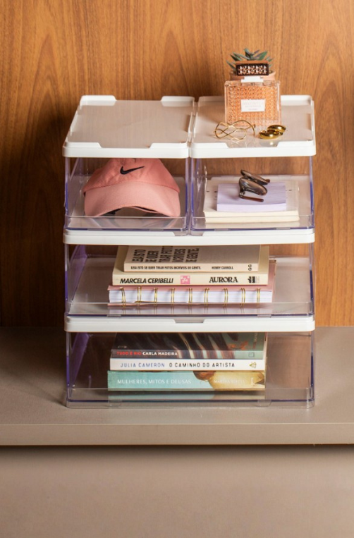 Organizador Empilhável Branco 37x14cm