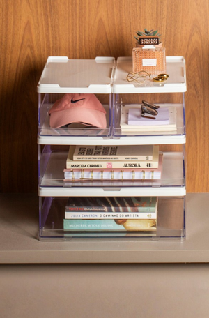 Organizador Empilhável Branco 37x14cm