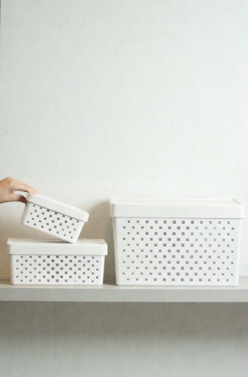 Cesto Pequeno Organizador Quadratta com Tampa