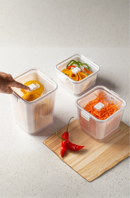 Pote slim multiuso com cesto de drenagem