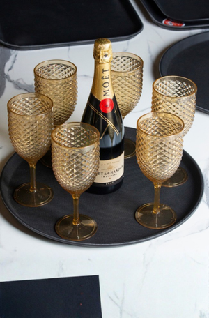 Bandeja para Servir Antiderrapante Redonda Preto 35cm