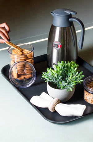 Bandeja para Servir Antiderrapante Retangular Preto