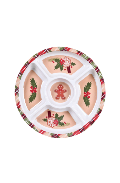 Petisqueira Natalino Xadrez de Melamina 29cm