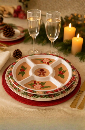 Petisqueira Natalino Xadrez de Melamina 29cm