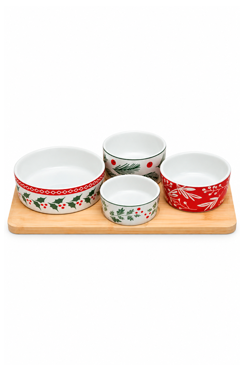 Petisqueira Natalina com 4 Bowl 5 Peças