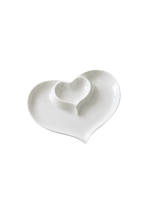 Travessa Petisqueira de Coração Branco em Porcelana