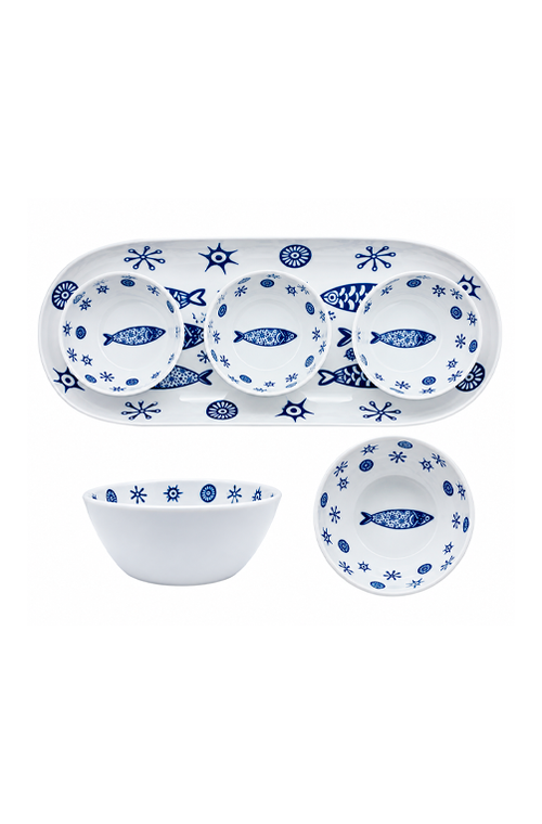 Conjunto de Petisqueira Oceano em Melamina 4 Peças
