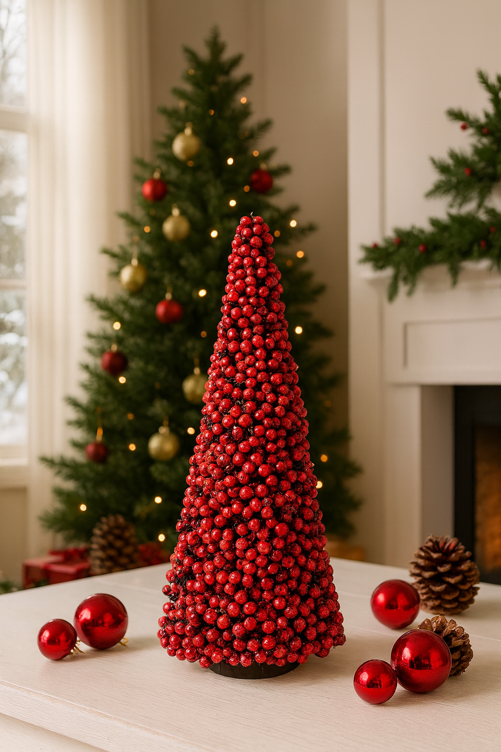 Árvore Natalina Pinheiro Vermelho 40x16cm