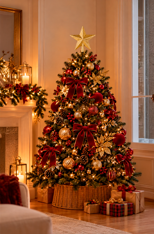 Ponteira de Árvore de Natal Estrela com Glitter Dourada 20cm