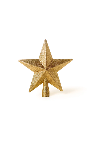 Ponteira de Árvore de Natal Estrela com Glitter Dourada 20cm