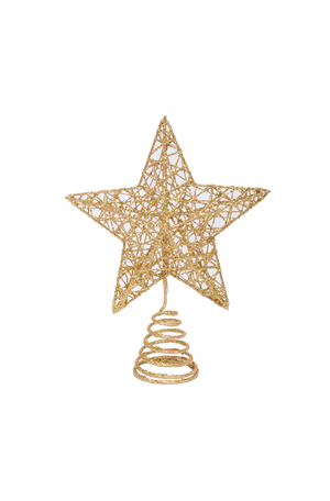 Ponteira de Árvore de Natal Estrela Vazada com Glitter Dourada 30cm