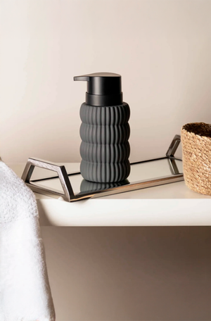 Porta Sabonete Líquido Soft Touch Orbit Cinza de Cerâmica 310ml