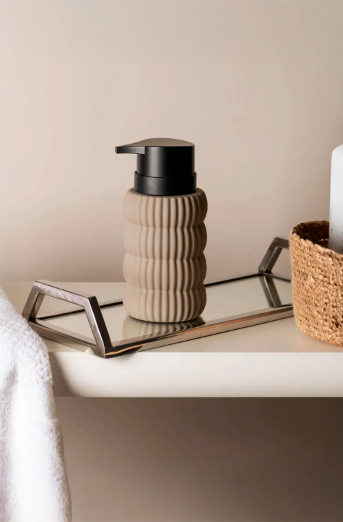 Porta Sabonete Líquido Soft Touch Orbit Nude de Cerâmica 310ml