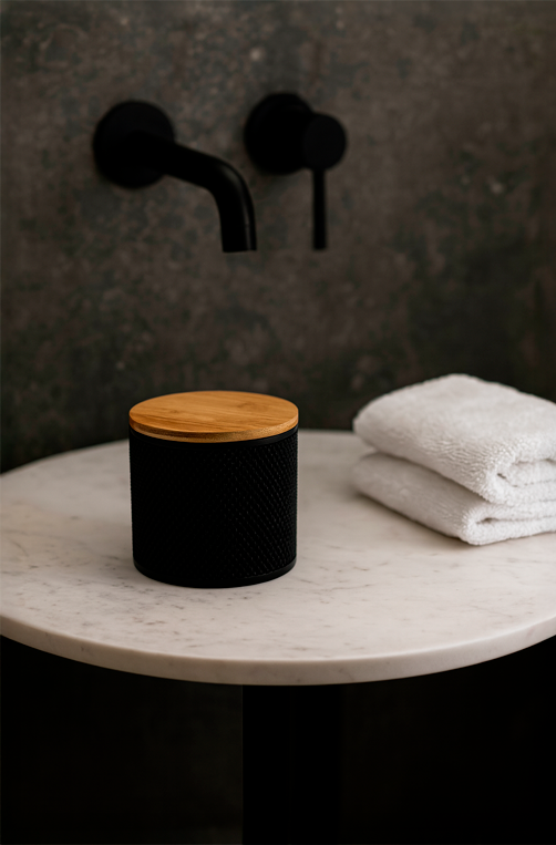 Porta Algoão em Poliresina com Tampa em Bambu