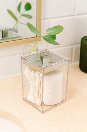 Porta Cotonete e Algodão Cristal Quadratta