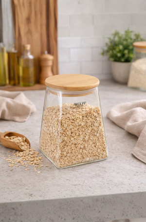 Porta Mantimento de Vidro Borossilicato com Tampa de Bambu 500ml