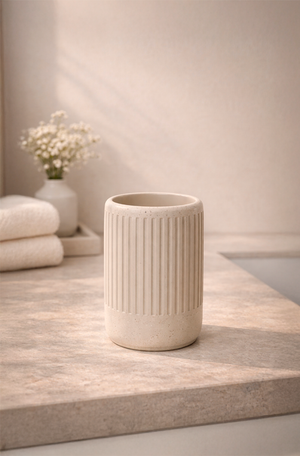 Porta Escova de Dentes em Cimento Off White