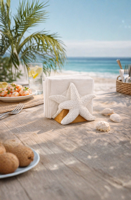 Porta Guardanapo Estrela Branca em Resina