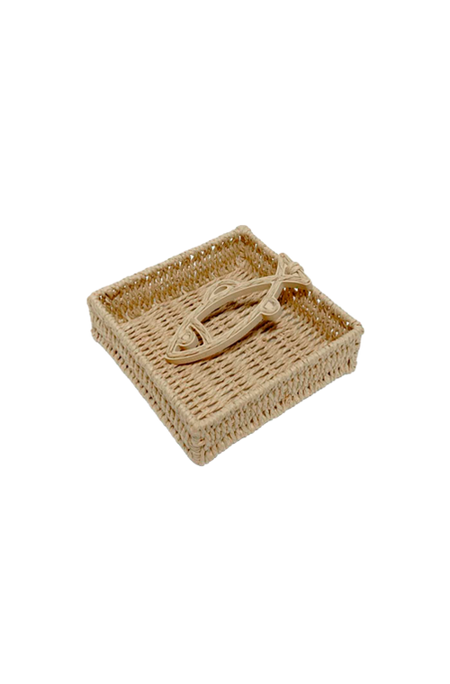 Porta Guardanapo de Palha Cestaria Peixe 18 CM