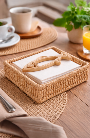 Porta Guardanapo de Palha Cestaria Peixe 18 CM