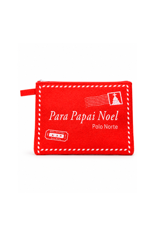Bolsa Carta para Papai Noel em Feltro com Zíper Vermelho