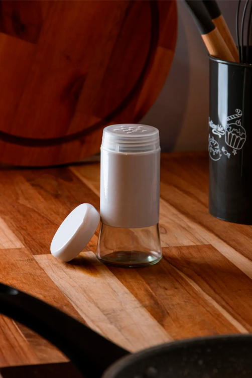 Porta Temperos Versatile 135ml Branco Vidro