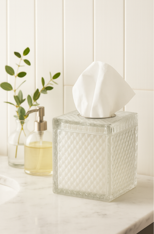 Porta Lenço de Vidro Cubico Dots para Papel