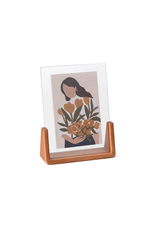 Porta Retrato em Vidro com Base de Madeira 10x15cm