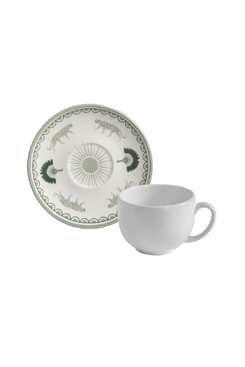 Xícara de Chá com Pires Stoneware Coup Exótica Floral
