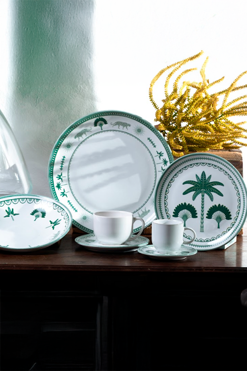 Xícara de Chá com Pires Stoneware Coup Exótica Floral