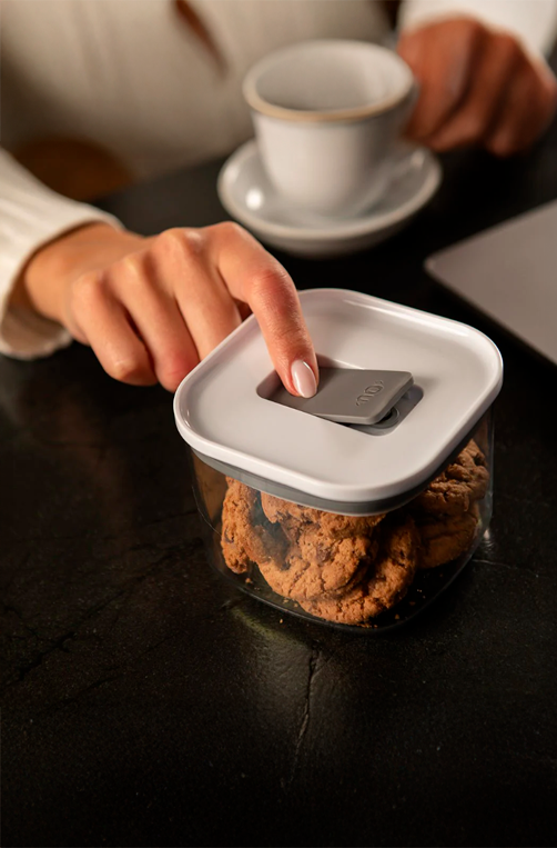 Pote Hermético Quadrado Duo Lock Branco 450ml