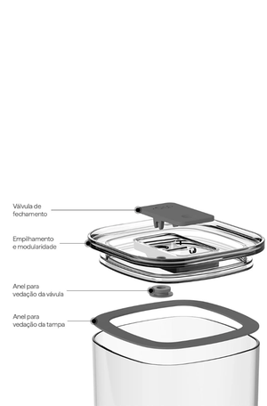 Pote Hermético Quadrado Duo Lock Transparente 450ml