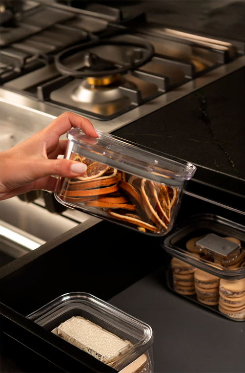 Pote Hermético Retangular Duo Lock Transparente 650ml