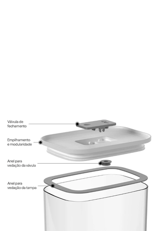 Pote Hermético Retangular Duo Lock Transparente 650ml