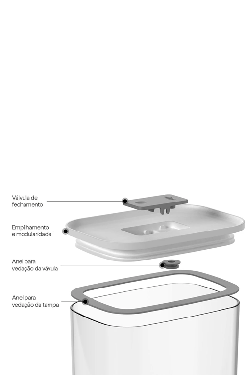 Pote Hermético Retangular Duo Lock Transparente 650ml