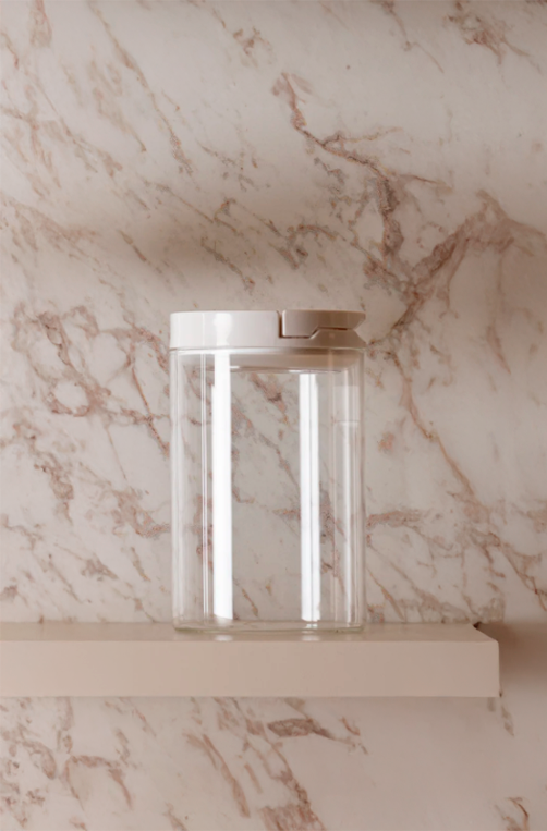 Pote com Tampa Plástica Bege Vidro Borossilicato Médio