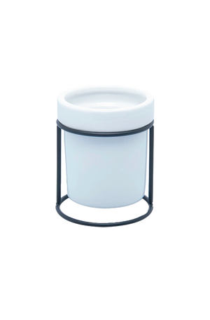 Pote em Ceramica com Suporte em Metal