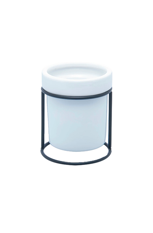 Pote em Ceramica com Suporte em Metal