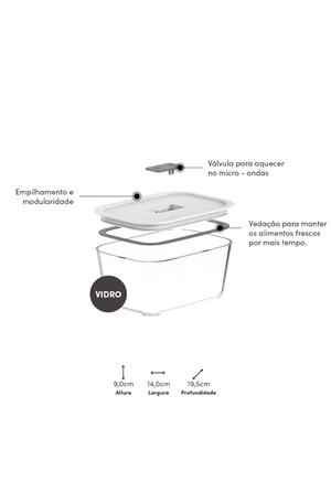 Pote Hermético de Vdro Fresh Lock Branco 1,2L