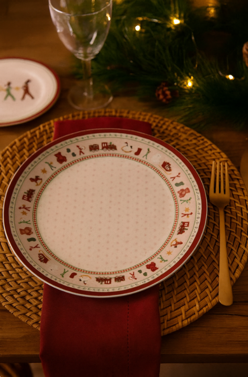 Prato Raso Natalino Brinquedos Xadrez de Melamina